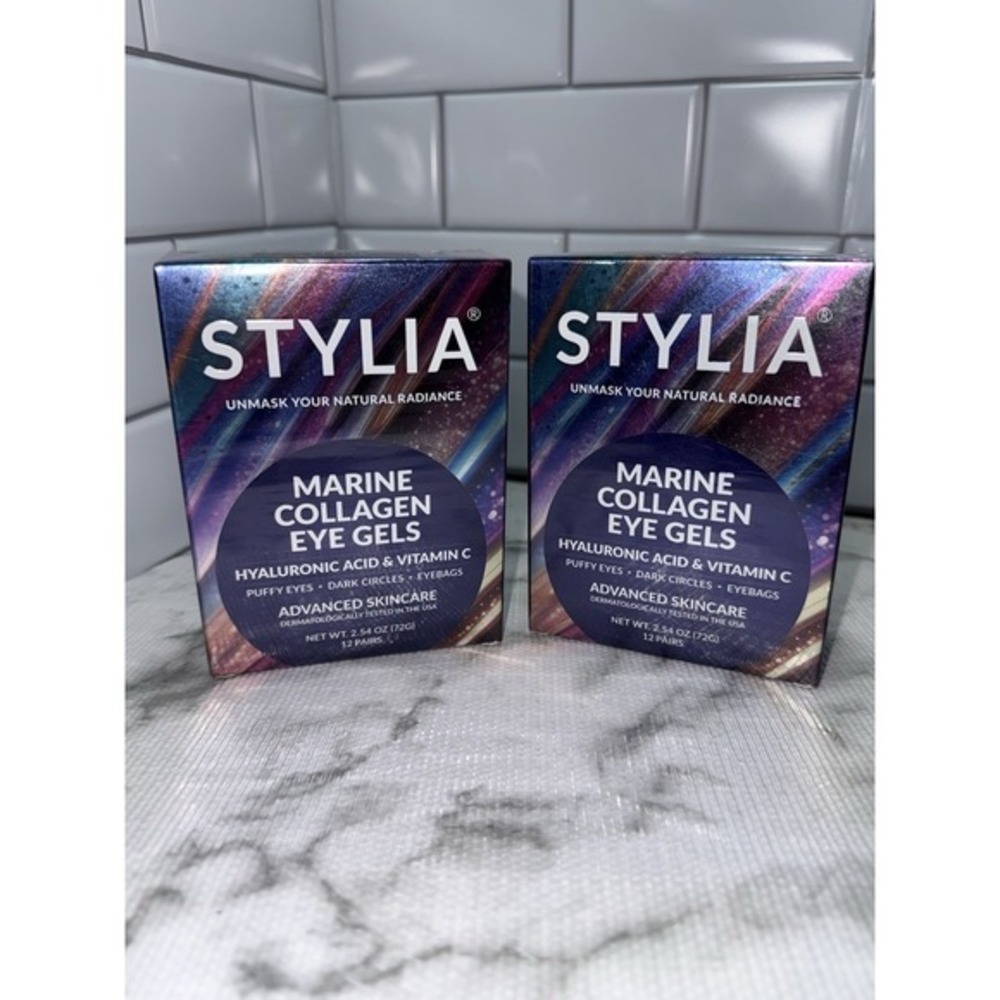 Stylia Marine‎ Collagen Eye Gels Hyaluronic Acid Vitamin C 12 Pairs x2 NEW